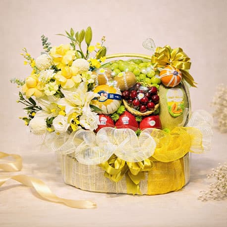 Giỏ Trái Cây Kèm Hoa Tươi TK250