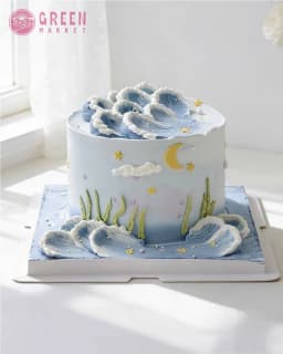 Bánh Kem Xanh Pastel Sóng Biển NC001
