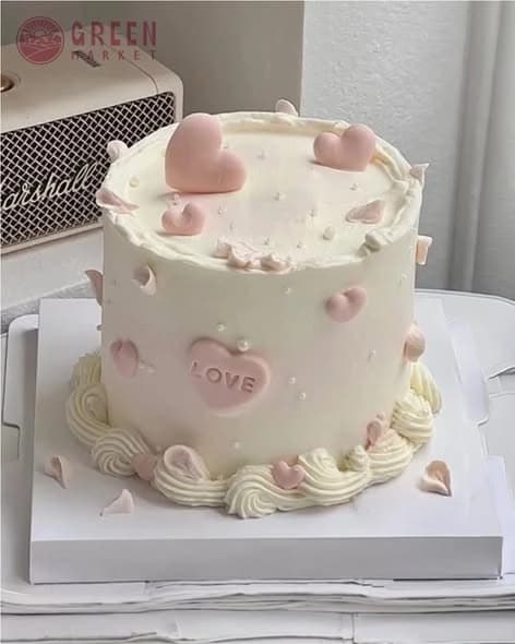 Bánh Kem Trái Tim Trắng Hồng NC010