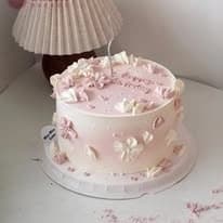 Bánh Kem Hồng Pastel Điểm Hoa NC013