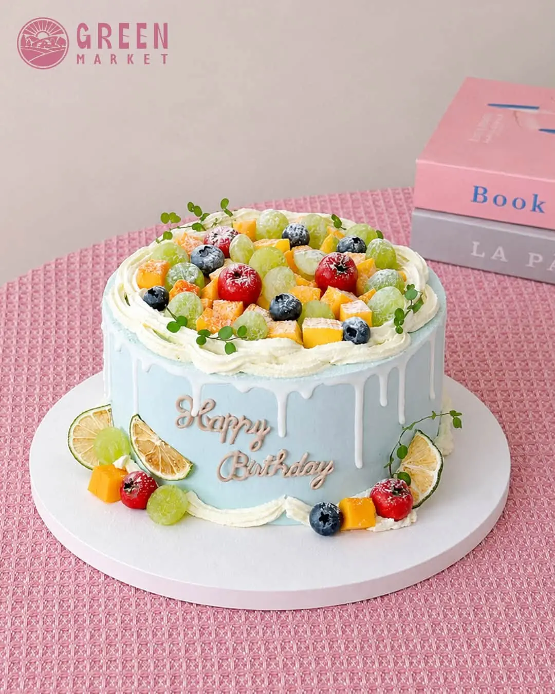 Bánh Kem Trái Cây Tone Xanh Pastel DB009 - ảnh 1