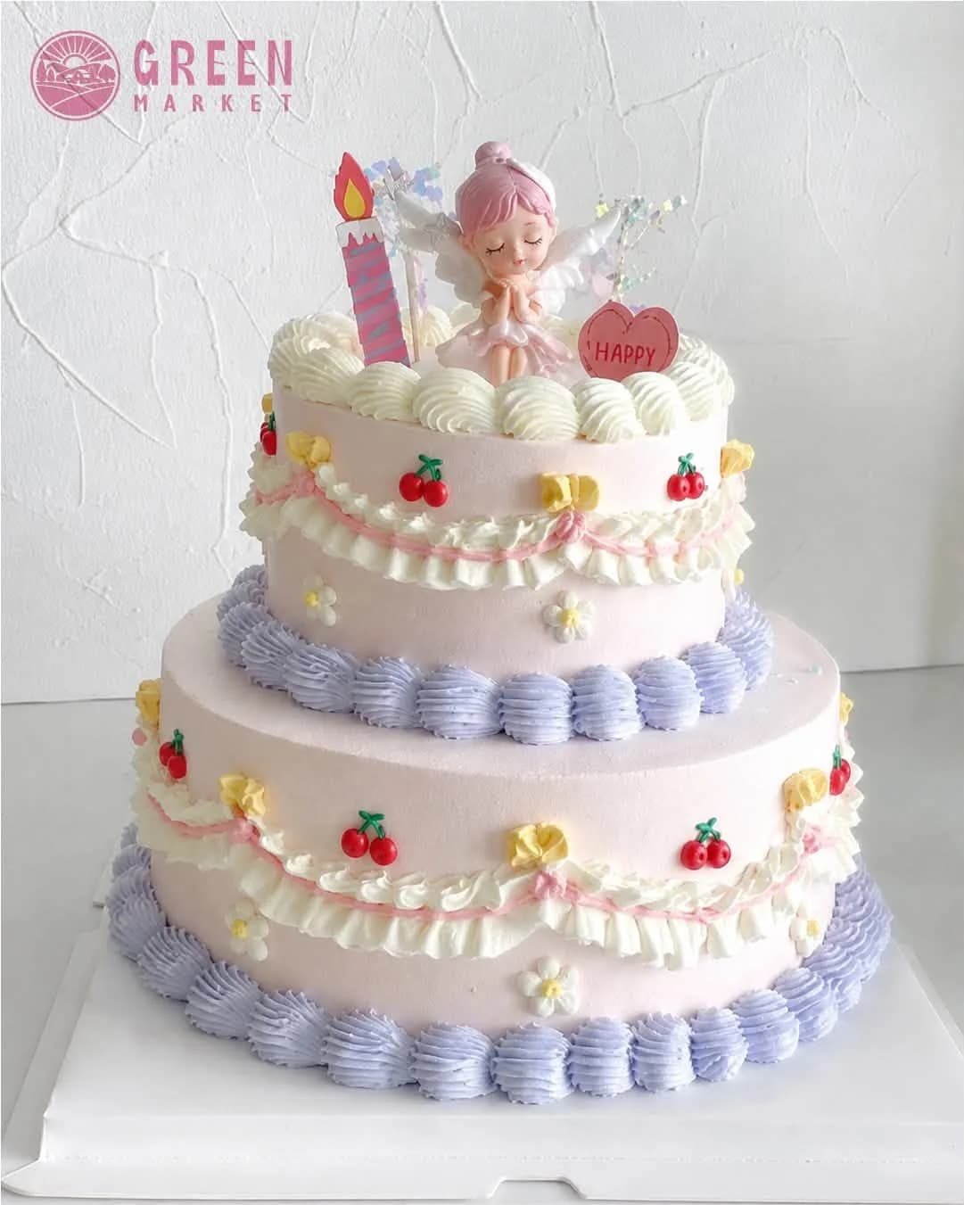 Bánh Kem Hai Tầng Thiên Thần Hồng Pastel HT008 - ảnh 1