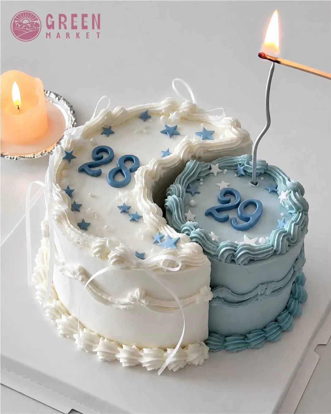 Bánh Kem Nhật Nguyệt Trắng Xanh Pastel VT007