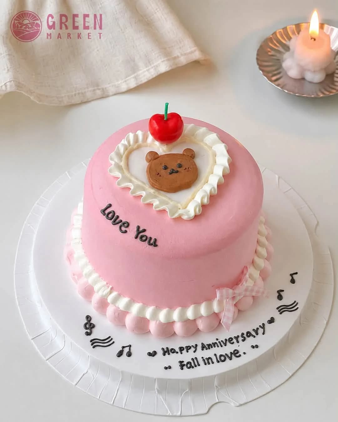 Bánh Kem Gấu Nâu Tone Hồng Pastel NC029
