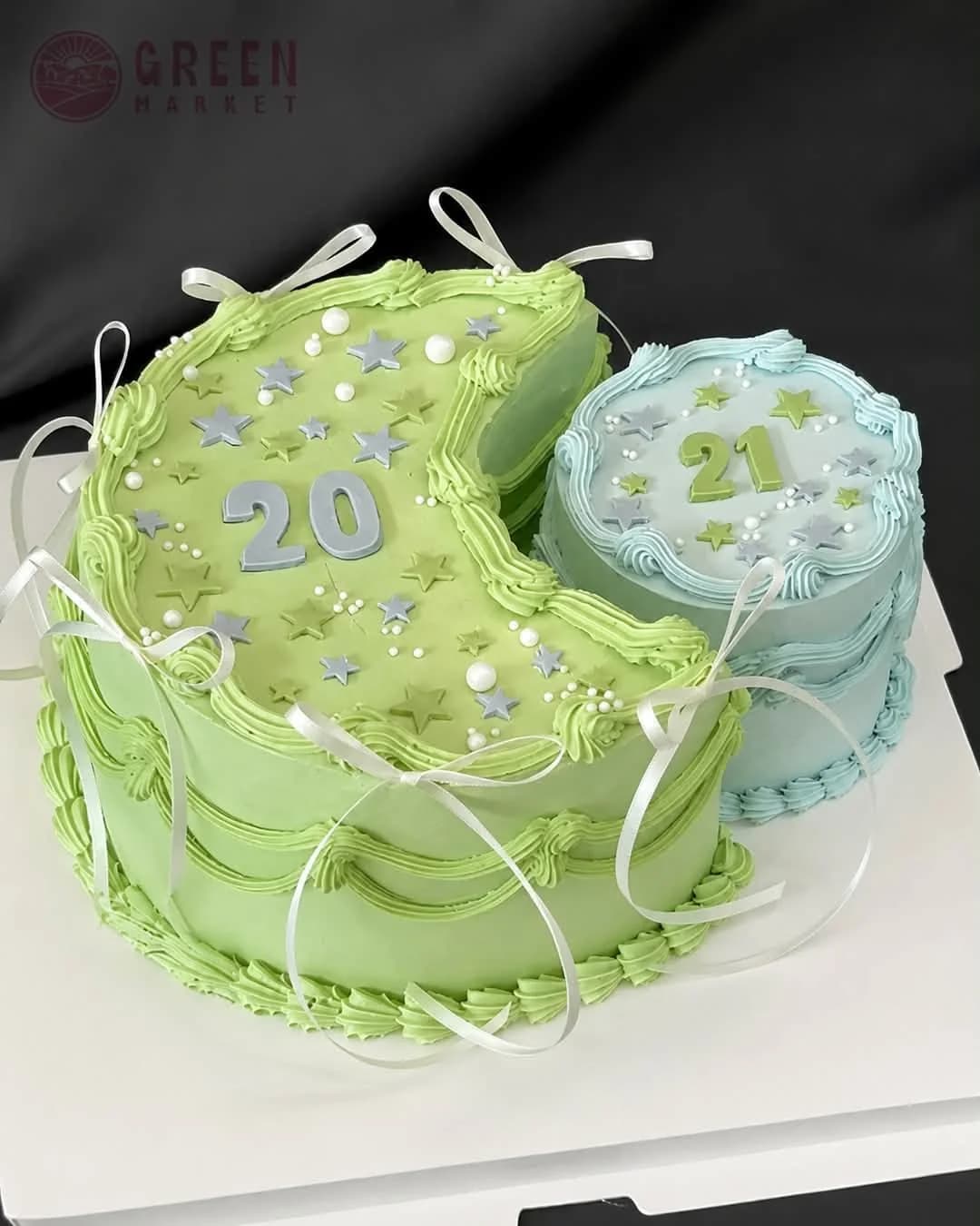Bánh Kem Nhật Nguyệt Xanh Mint và Xanh Pastel VT001 - ảnh 1