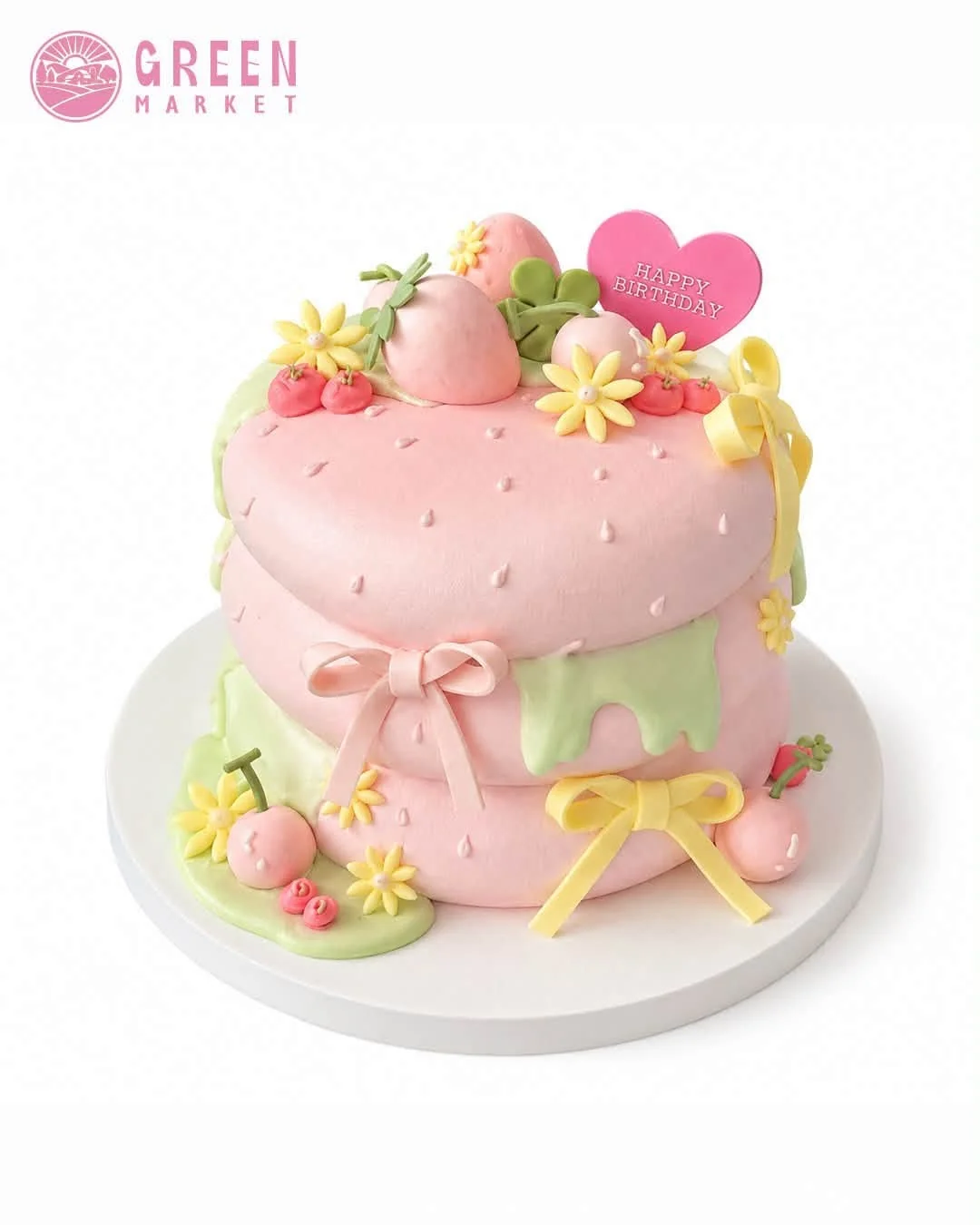 Bánh Kem Dâu Tây Hoa Nhí Tone Hồng Pastel DB042 - ảnh 1
