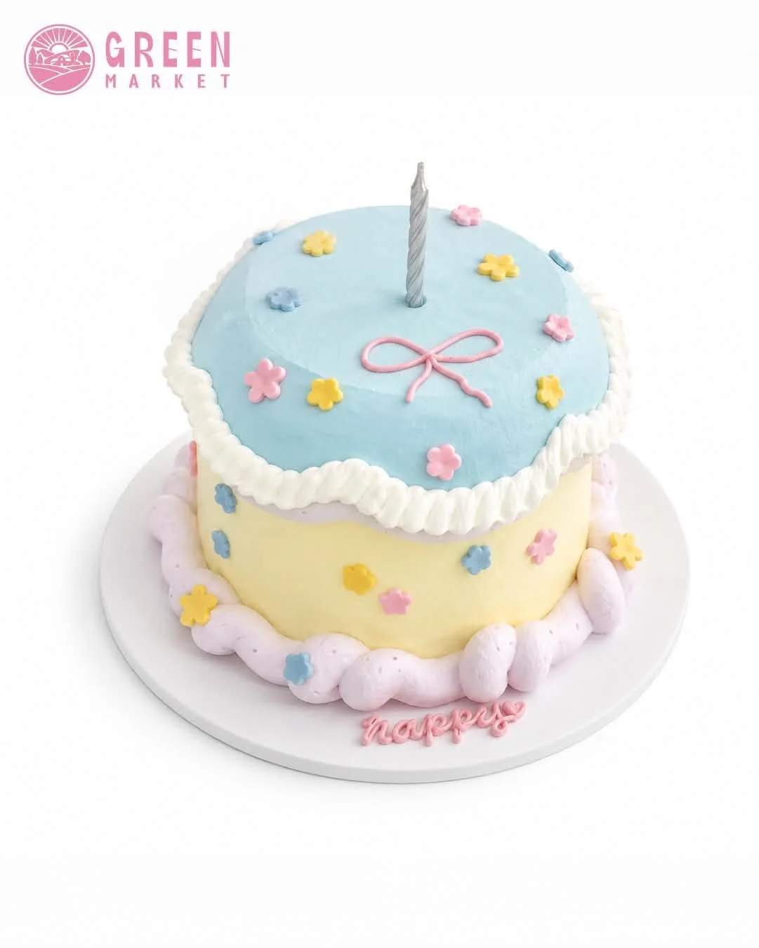 Bánh Kem Nến Xanh Hoa Nhí Pastel NC044 - ảnh 1