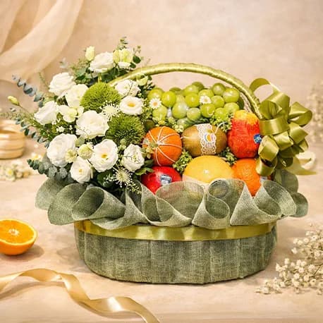Giỏ Trái Cây Kèm Hoa Tươi TK119 - ảnh 1