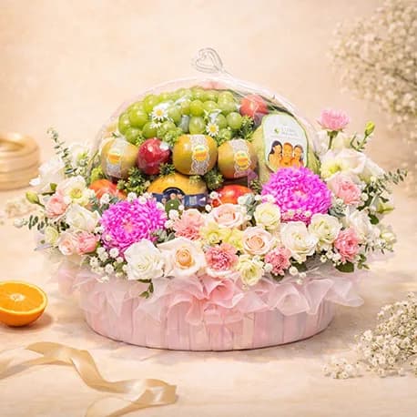 Giỏ Trái Cây Kèm Hoa Tươi TK238 - ảnh 1