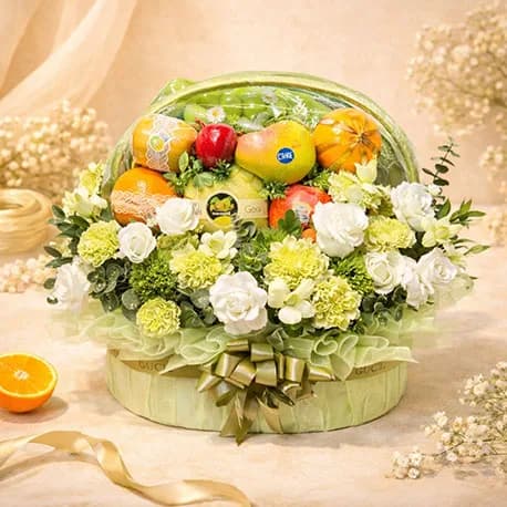 Giỏ Trái Cây Kèm Hoa Tươi TK241 - ảnh 1