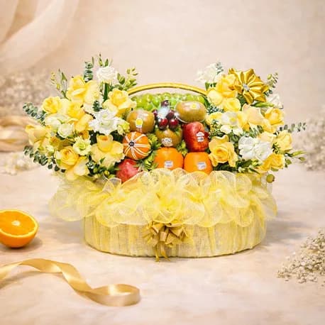 Giỏ Trái Cây Kèm Hoa Tươi TK249 - ảnh 1