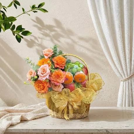 Giỏ Trái Cây Kèm Hoa Tươi YN12 - ảnh 1