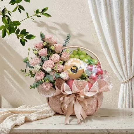 Giỏ Trái Cây Kèm Hoa Tươi YN13 - ảnh 1