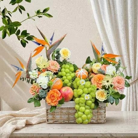 Giỏ Trái Cây Kèm Hoa Tươi YN14 - ảnh 1