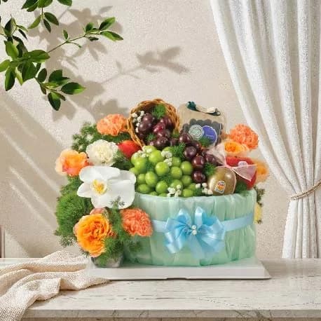 Giỏ Trái Cây Kèm Hoa Tươi YN17 - ảnh 1