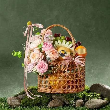 Giỏ Trái Cây Kèm Hoa Tươi YN19 - ảnh 1