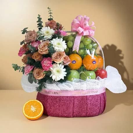 Giỏ Trái Cây Kèm Hoa Tươi YN37 - ảnh 1
