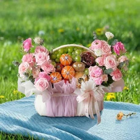 Giỏ Trái Cây Kèm Hoa Tươi YN43 - ảnh 1