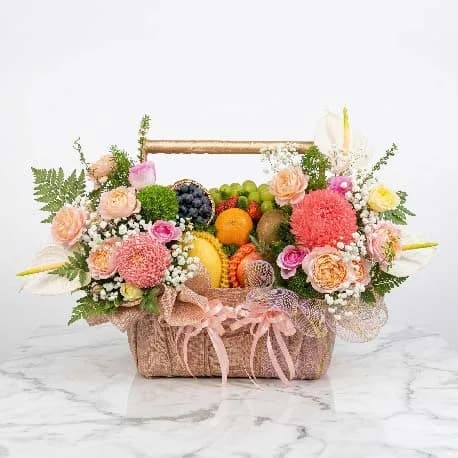 Giỏ Trái Cây Kèm Hoa Tươi YN54 - ảnh 1