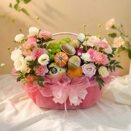 Giỏ Trái Cây Kèm Hoa Tươi YN75 - ảnh 1