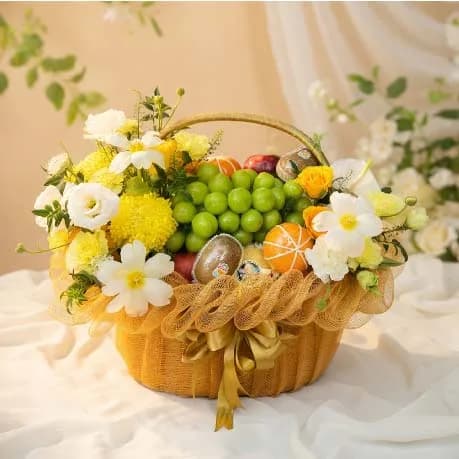 Giỏ Trái Cây Kèm Hoa Tươi YN81 - ảnh 1